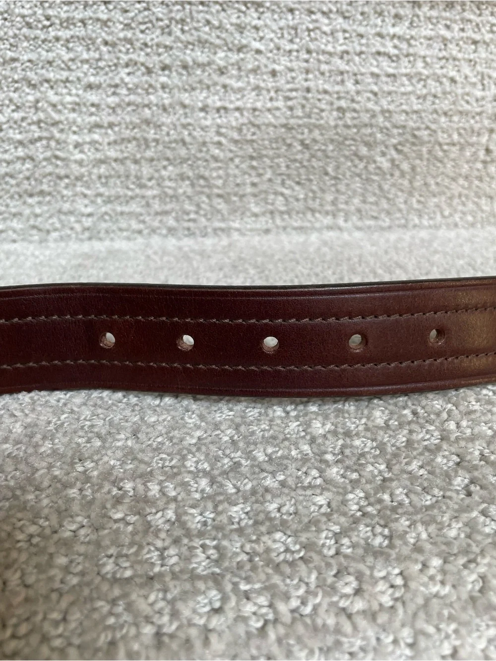 Eddie Bauer Size 42 Brown Leather Stitching Accented Brass Buckle Casual Belt